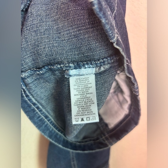 Quacker Factory Dark Blue Denim Rhinestone Embellished Button Front Jacket 3X - Picture 6 of 8